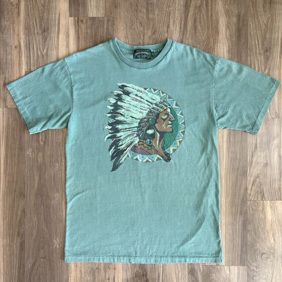 Vintage Polo Country Ralph Lauren T-Shirt Men's Size M Chief Indian Head USA 90s - Picture 1 of 6